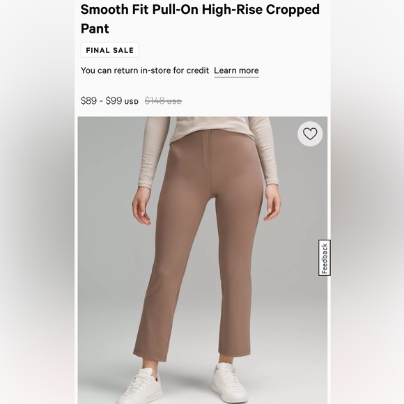 Lululemon Smooth Fit Pull On Pants Cropped Size 4 - Picture 1 of 3